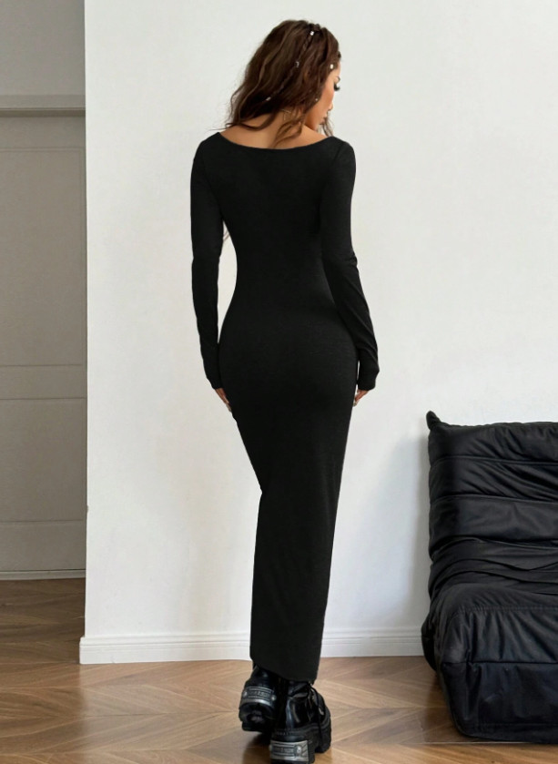 CZARNA MAXI SUKIENKA 