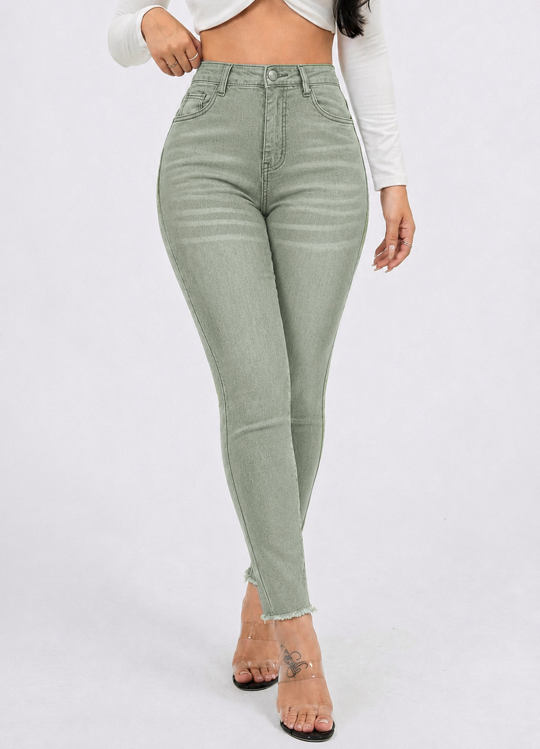 zielone spodnie skinny jeans