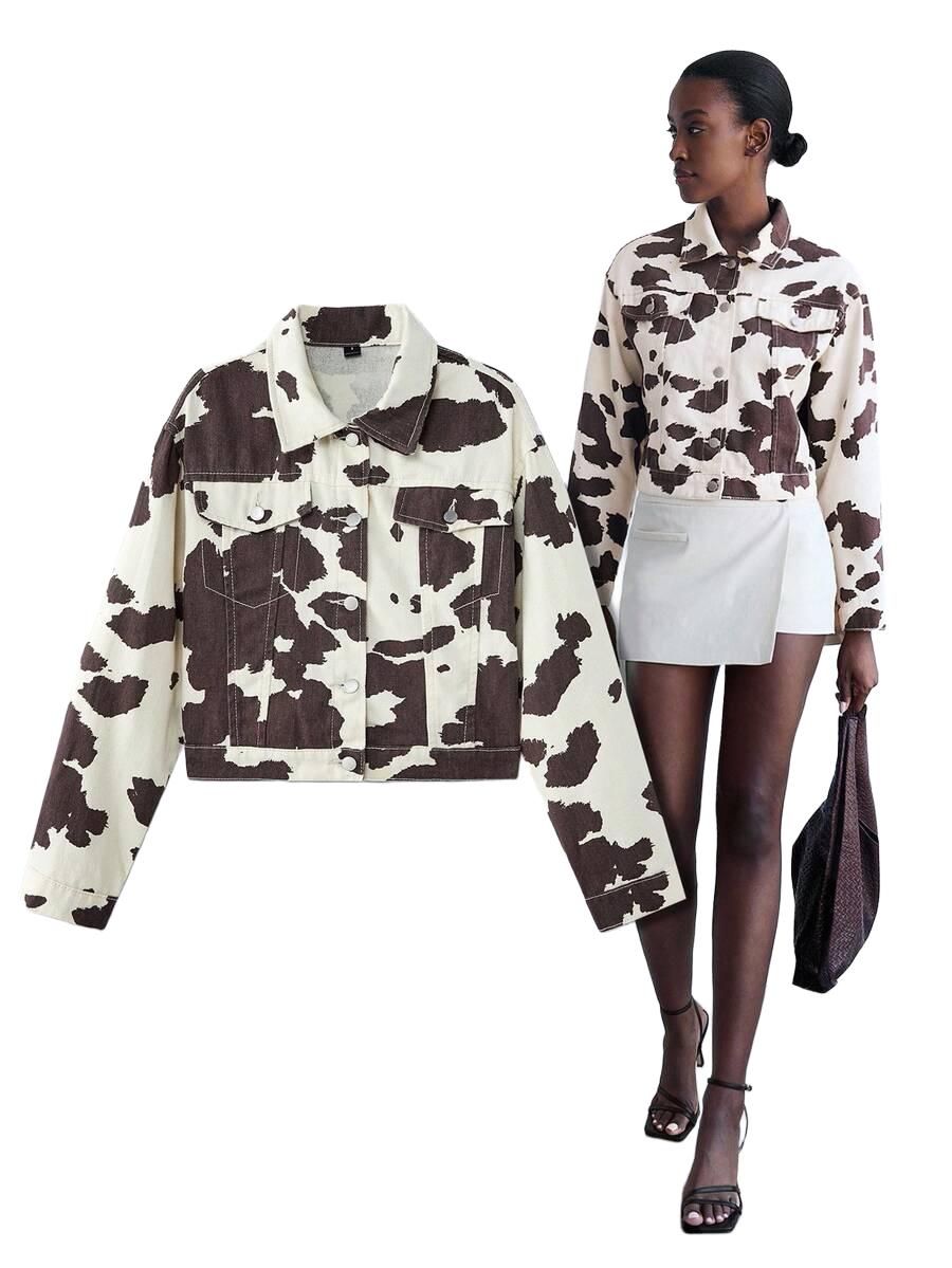 jeansowa kurtka animal print