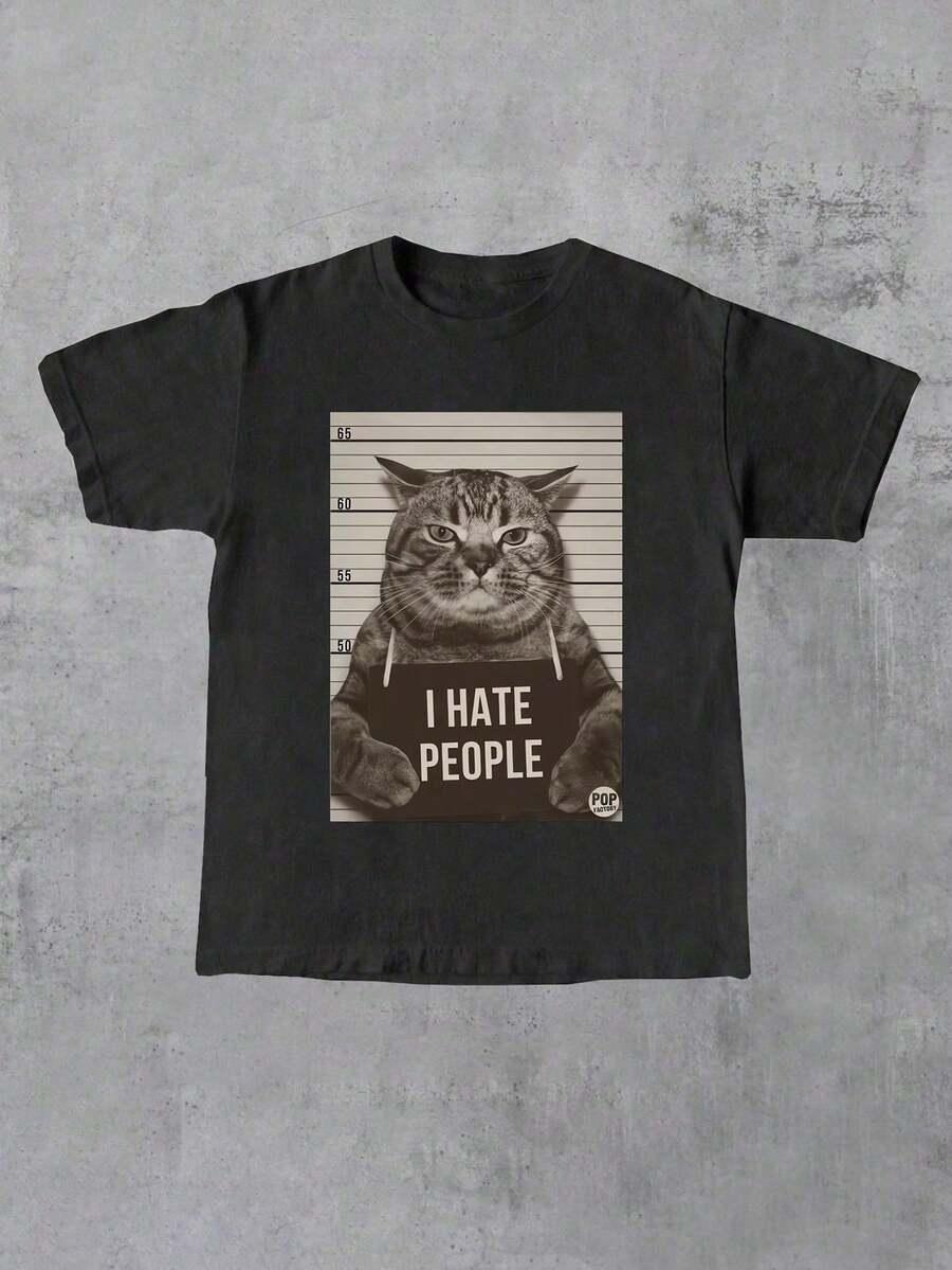 CZARNY T-SHIRT PRINT 