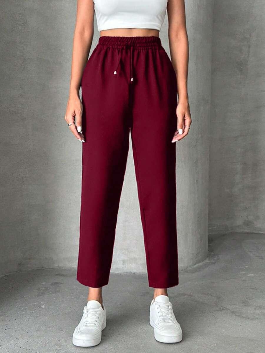 bordowe spodnie casual 