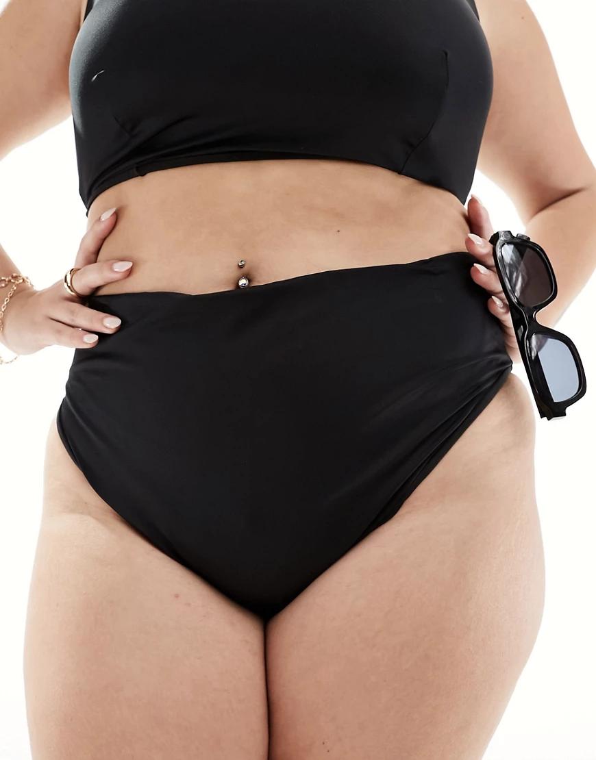 klasyczny gładki czarny dół od bikini wysoki stan