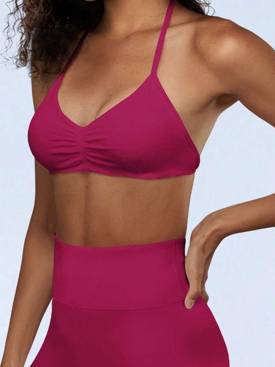 bordowy sportowy biustonosz 