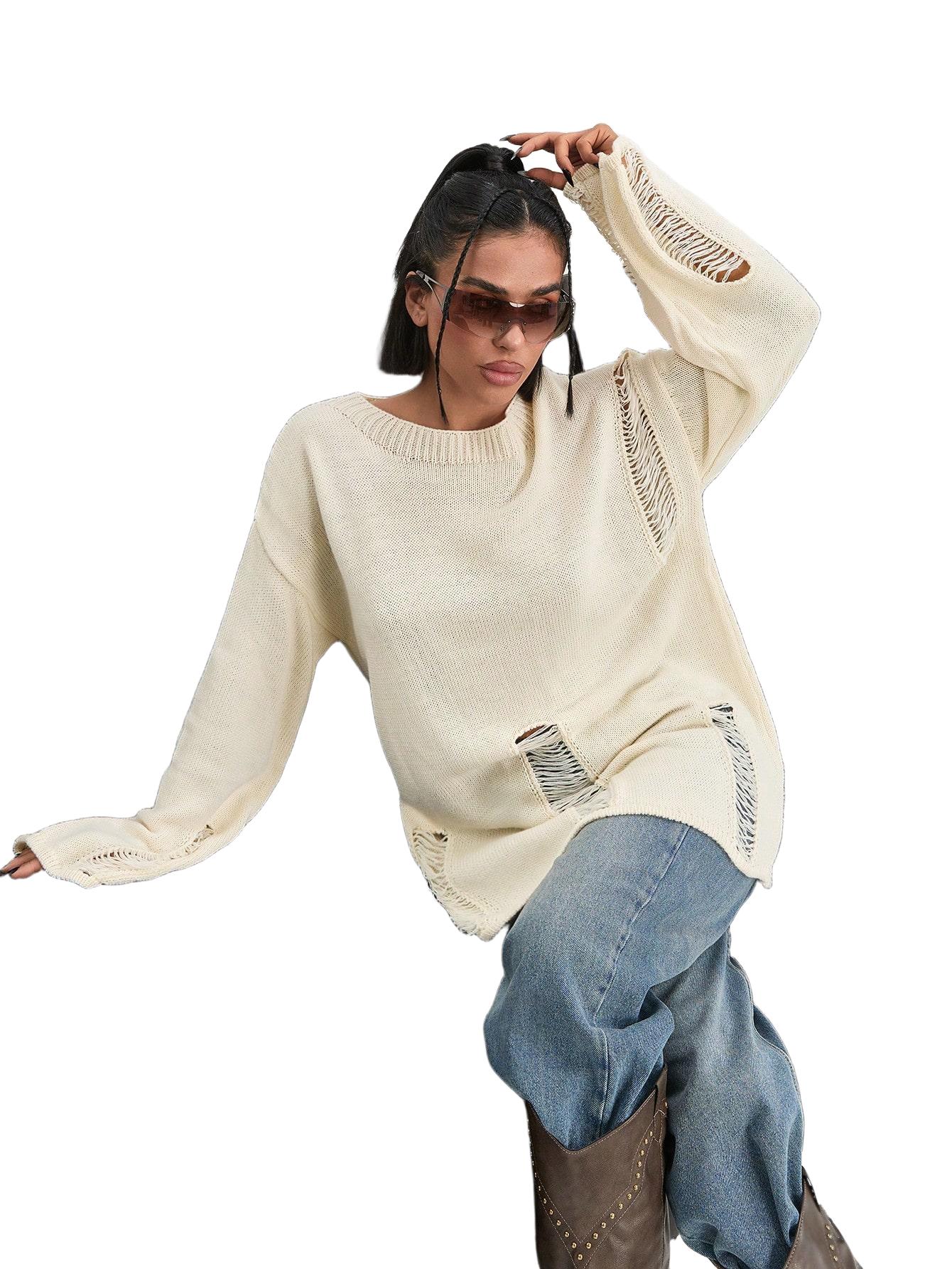 SWETER OVERSIZE z dziurami