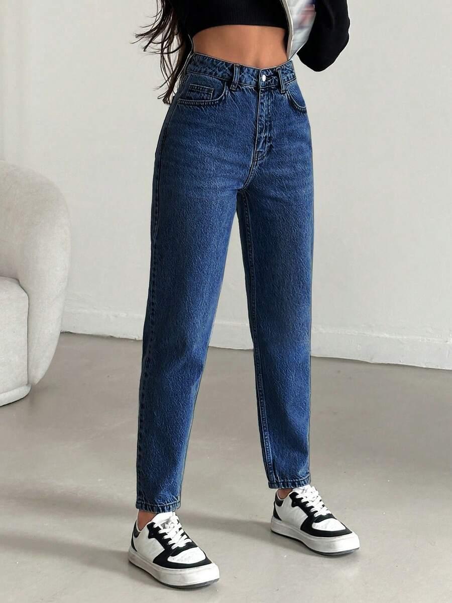 GRANATOWE SPODNIE JEANS 