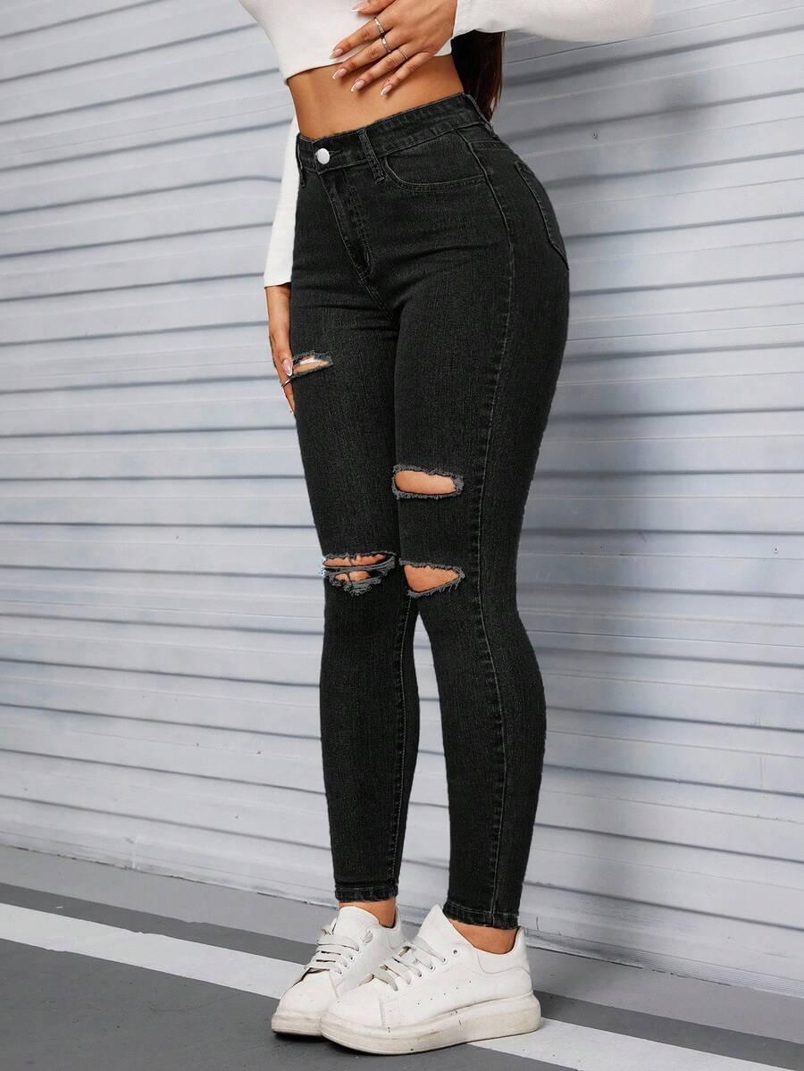CZARNE SPODNIE JEANS