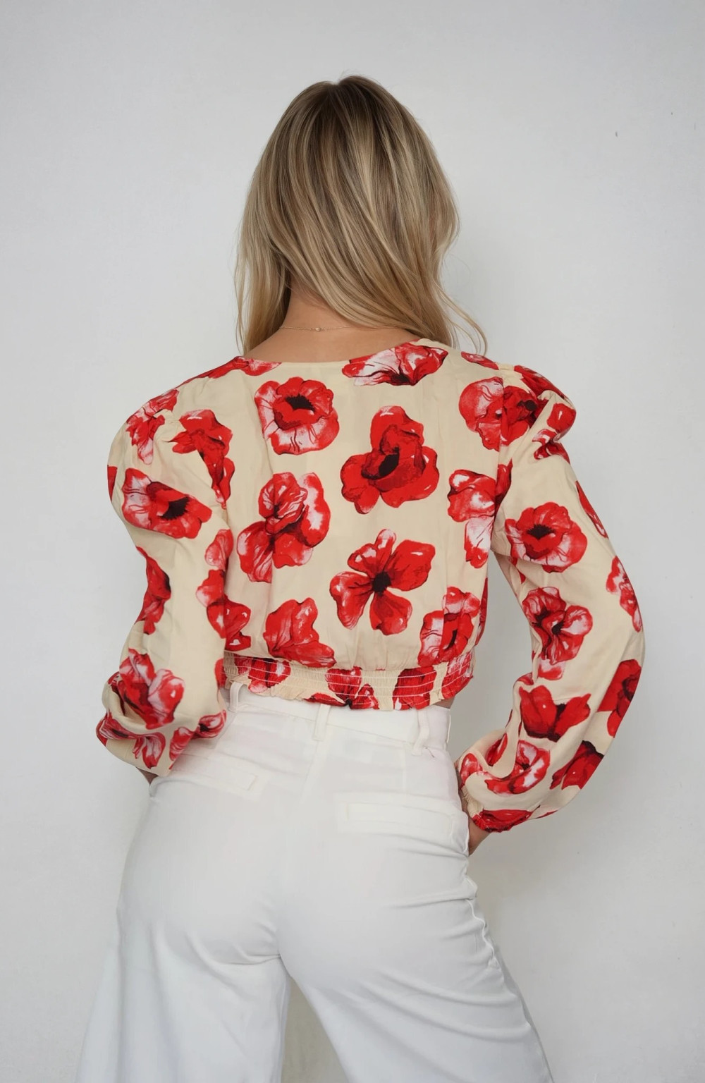 bluzka print kwiaty bufki