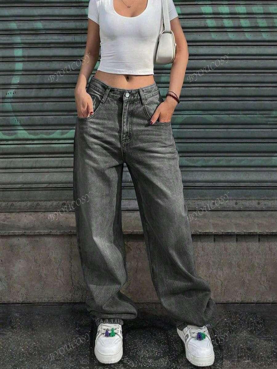 SZARE SPODNIE JEANS