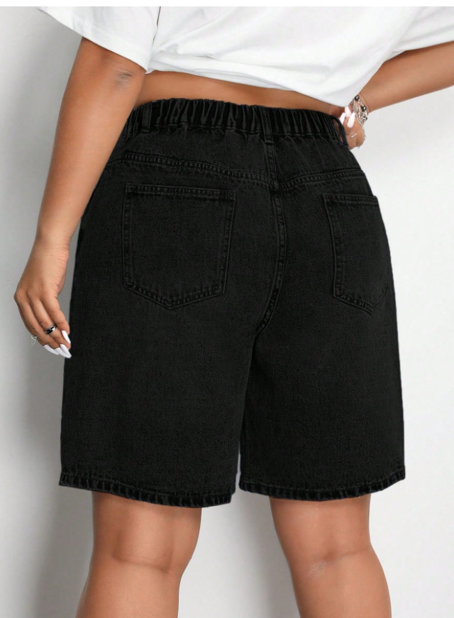 CZARNE KRÓTKIE SPODENKI JEANS