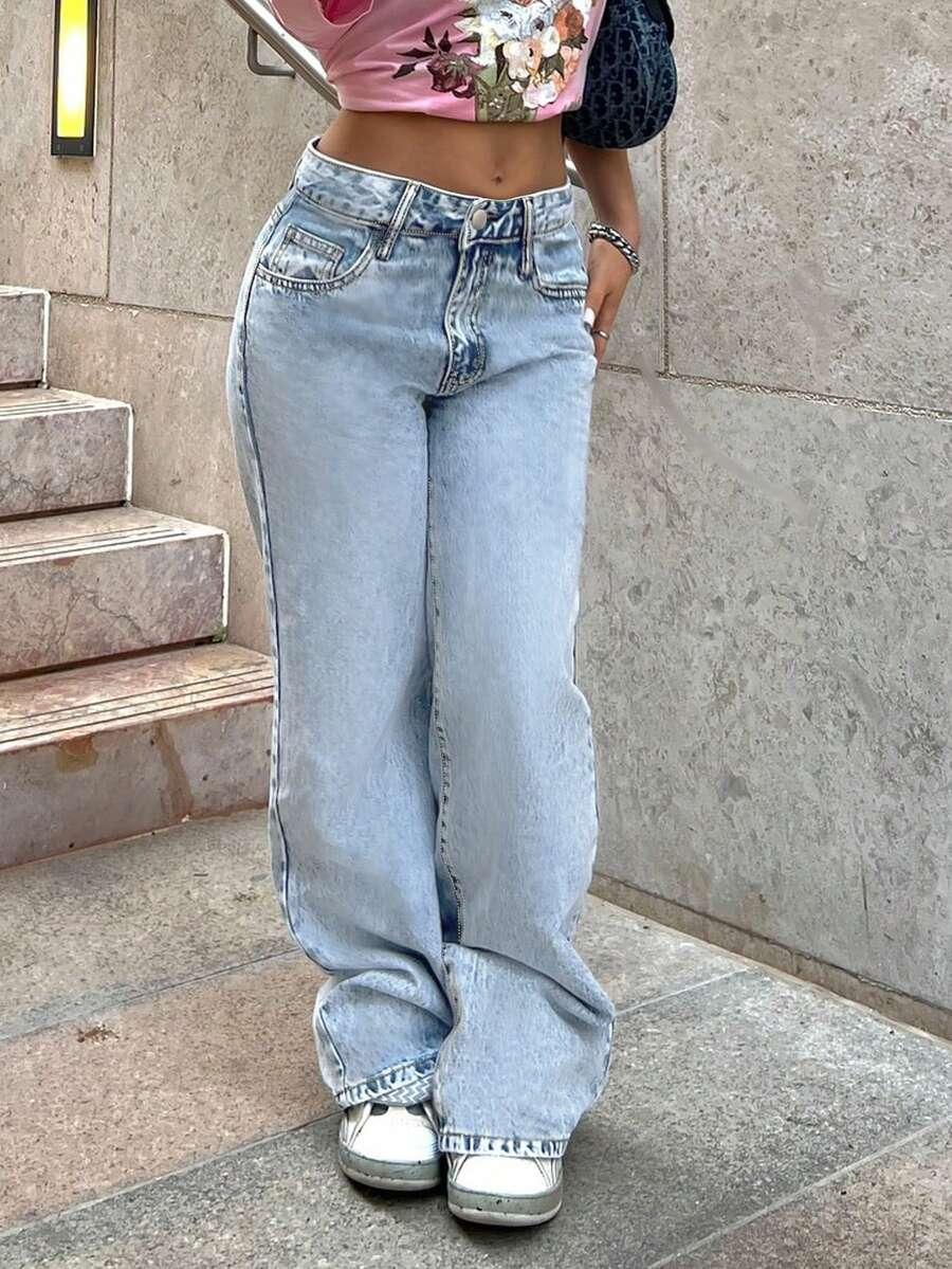 NIEBIESKIE SPODNIE JEANS HAFT
