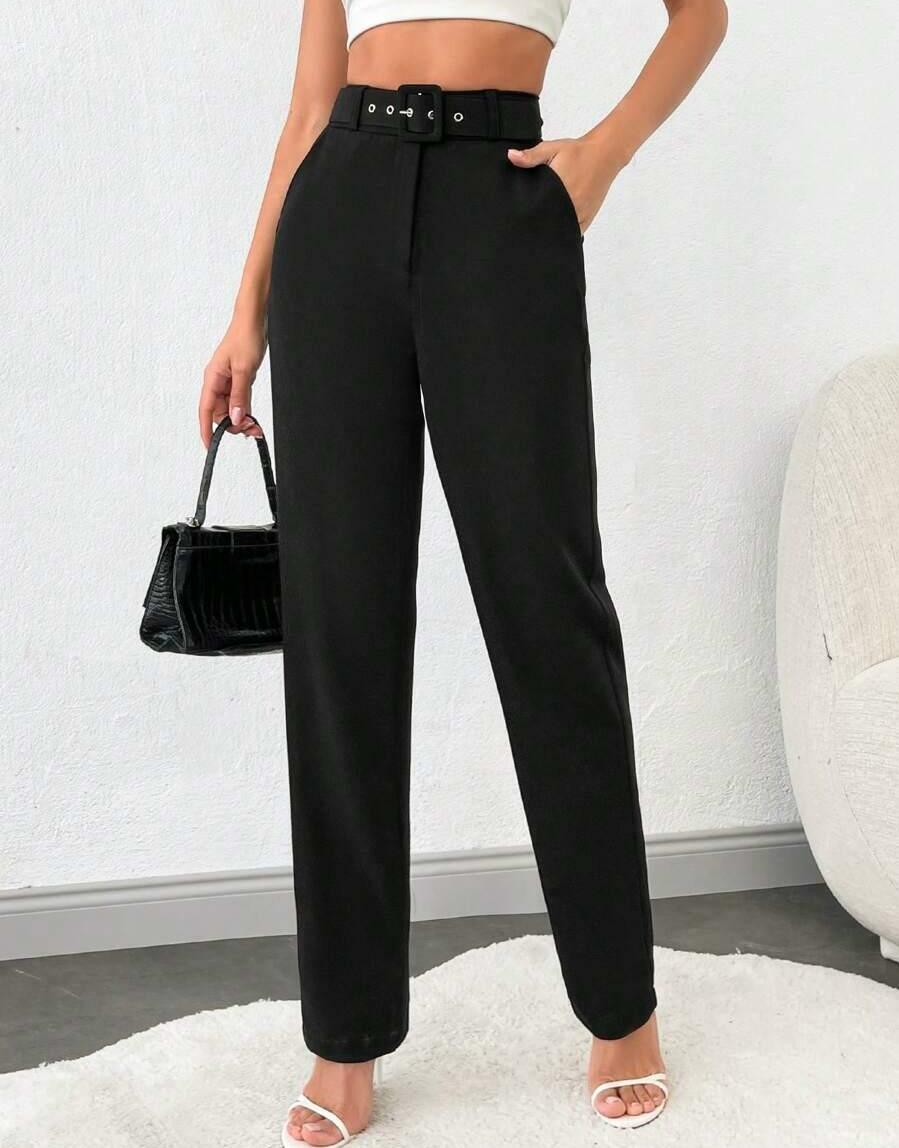 CZARNE ELEGANCKIE SPODNIE