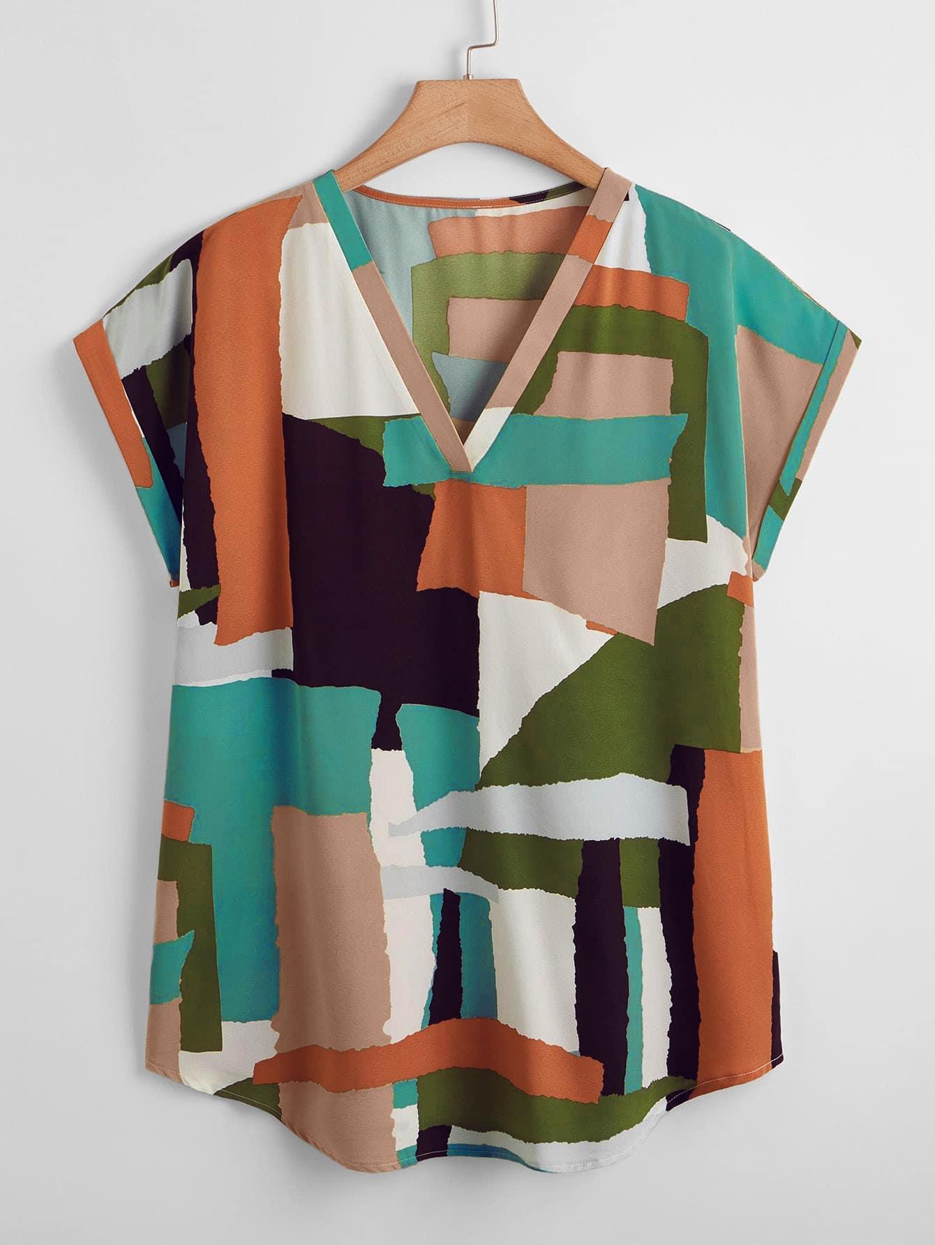 bluzka v-neck wzór