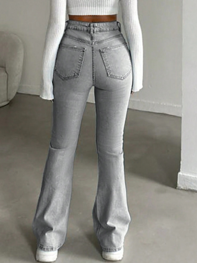 SZARE SPODNIE JEANS WYSOKI STAN