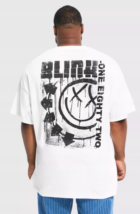 biały t-shirt oversize print 