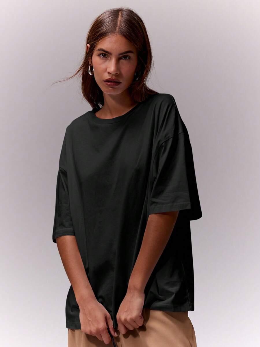 CZARNY T-SHIRT OVERSIZE