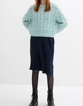GRUBY SWETER W AŻUROWY WZÓR