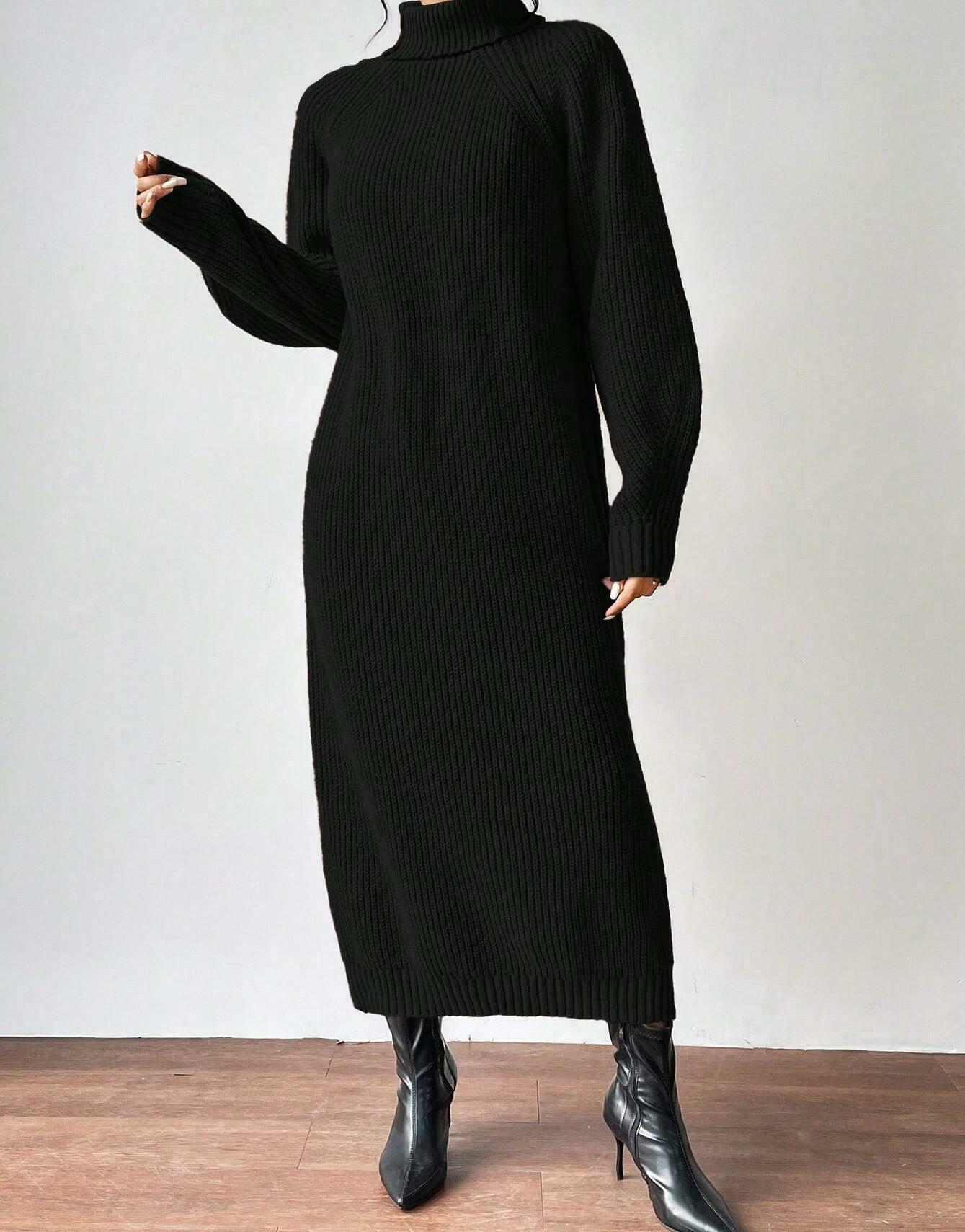 CZARNA DZIANINOWA SUKIENKA OVERSIZE GOLF