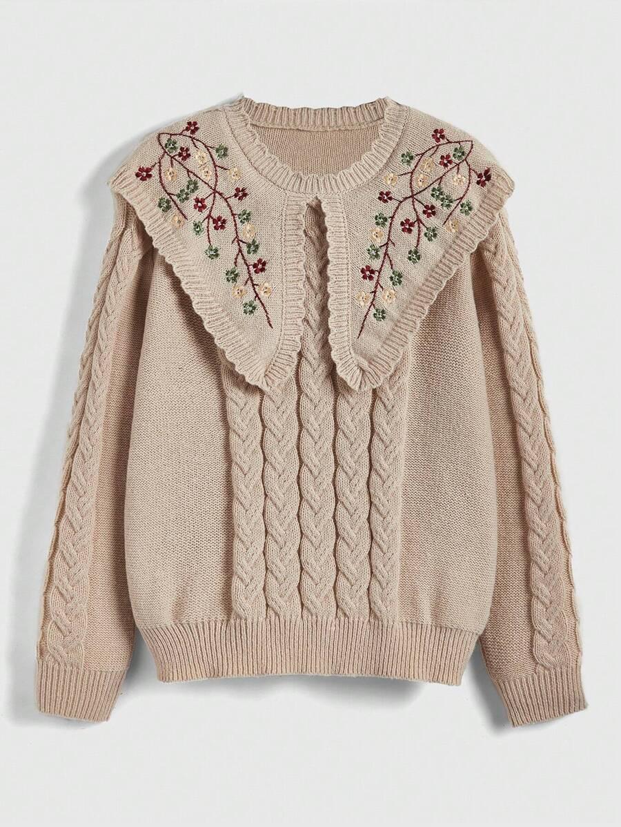 beżowy sweter zdobienie 
