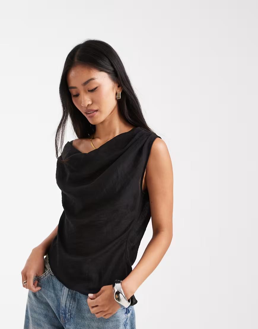 czarny top asymetria