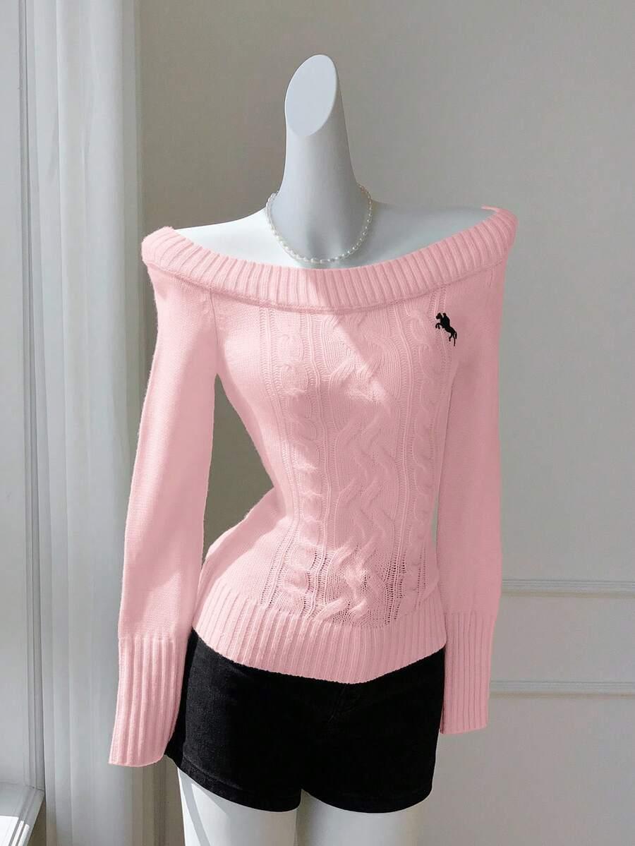 RÓŻOWY SWETER DŁUGI RĘKAW