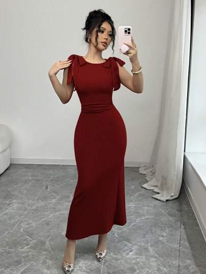 czerwona maxi sukienka