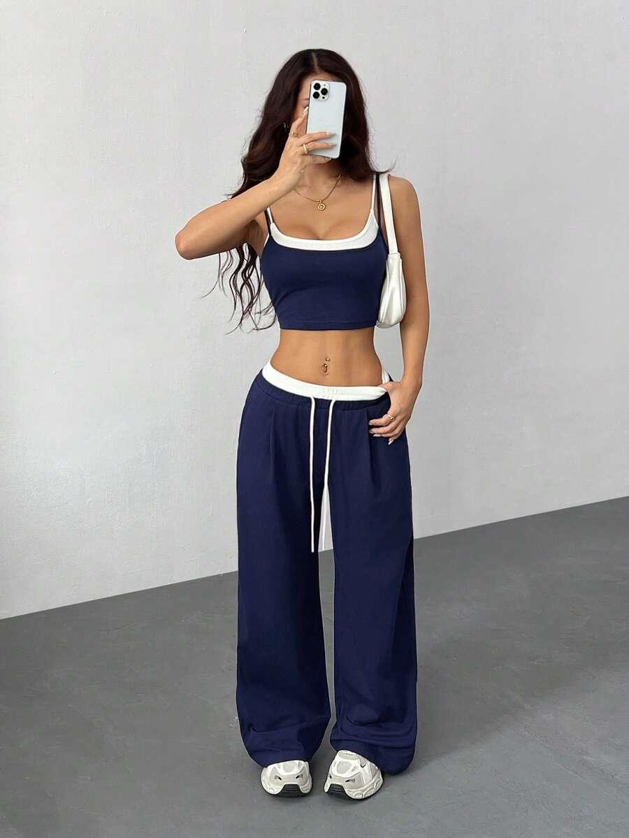komplet top spodnie
