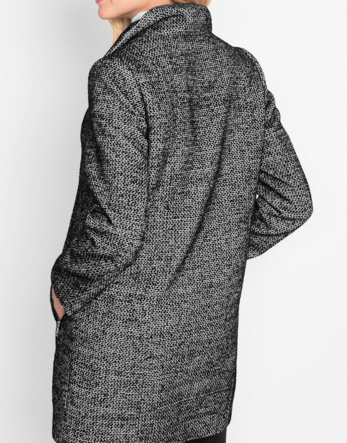 ELEGANCKI PŁASZCZ PLUS SIZE  MELANŻOWY  JEDNORZĘDOWY