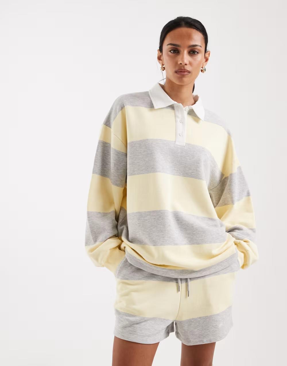 BLUZA W PASKI KOŁNIERZYK