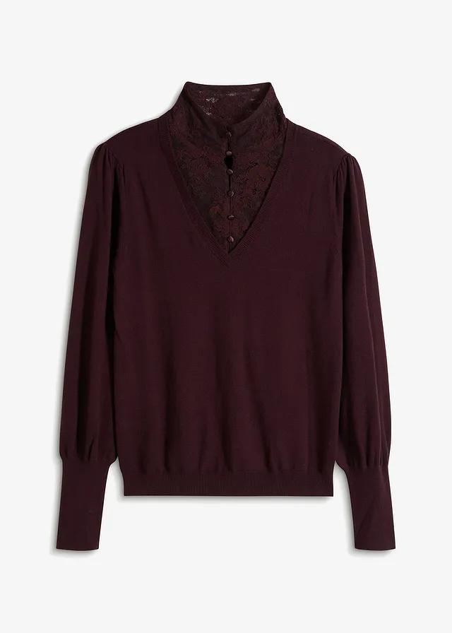 SWETER Z KORONKĄ