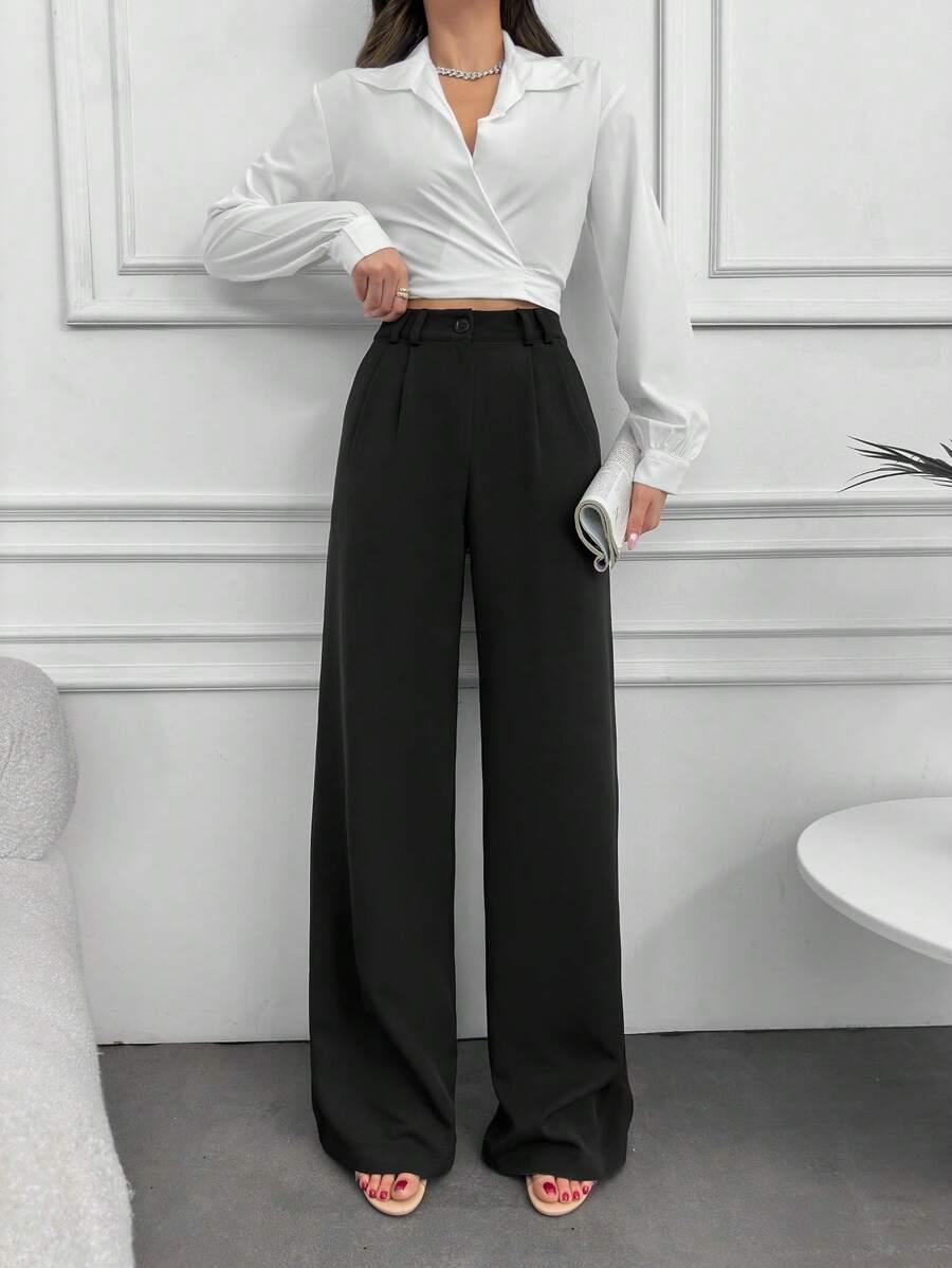 CZARNE ELEGANCKIE SPODNIE