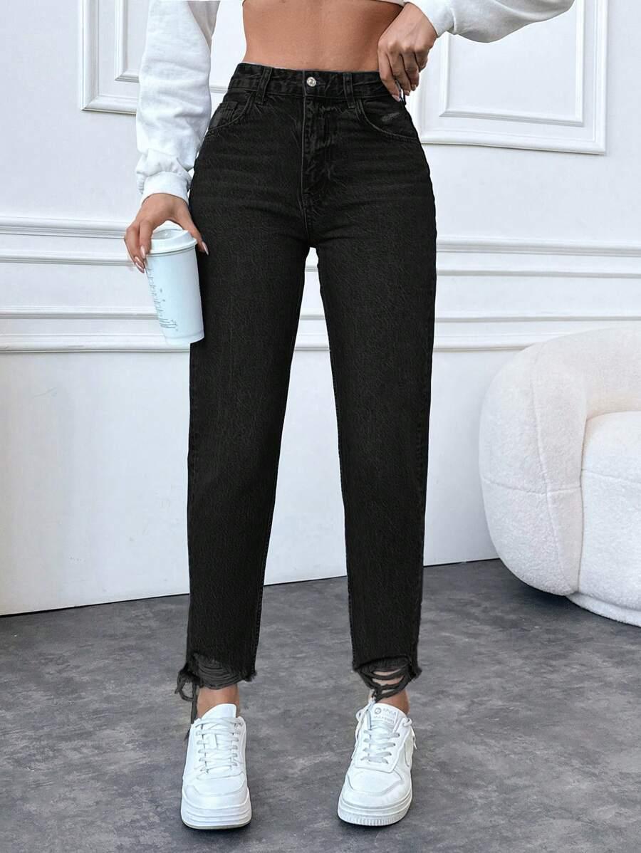 CZARNE MOM JEANS