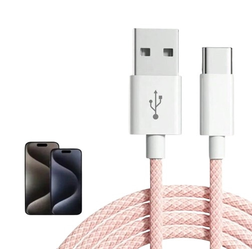 różowy kabel do telefonu