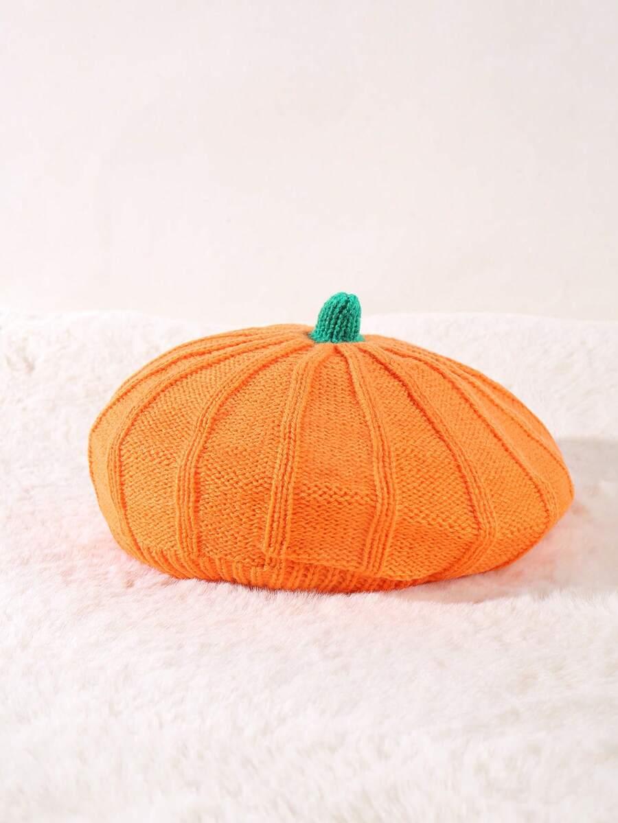 pomarańczowy beret motyw dynia