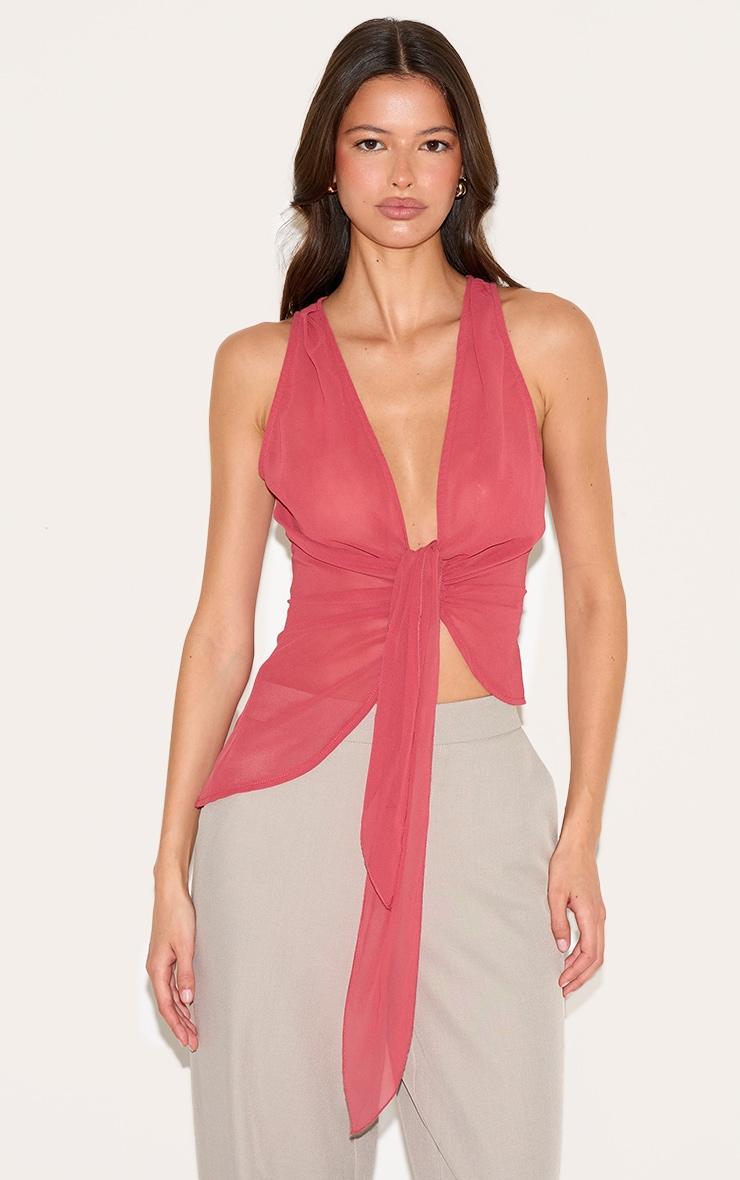 czerwony top asymetria 