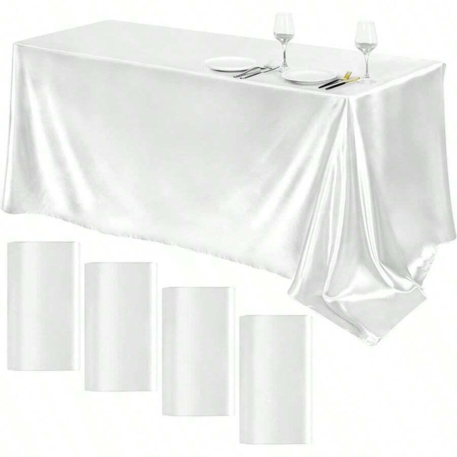 satynowy biały obrus