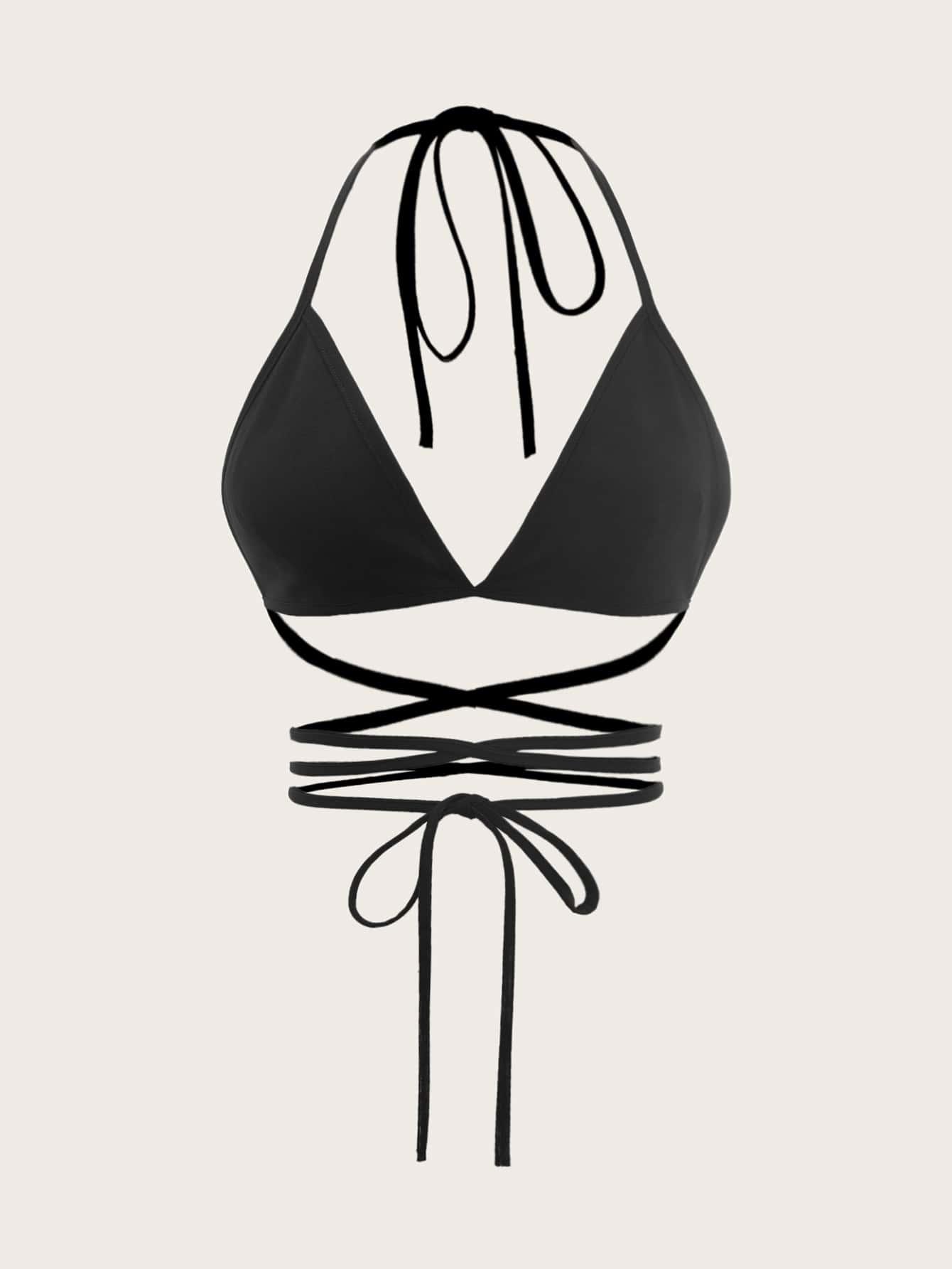czarny CROP TOP WIĄZANIE 