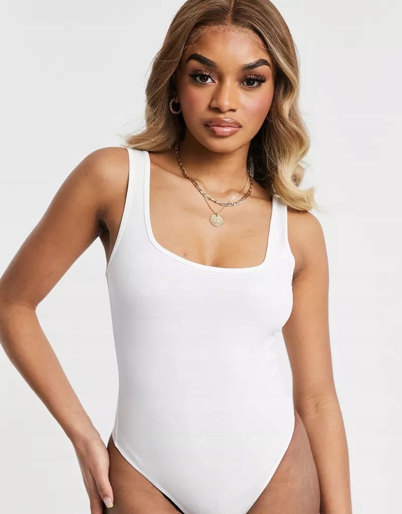 białe BODY BAWEŁNIANE TOP STRINGI CASUAL 