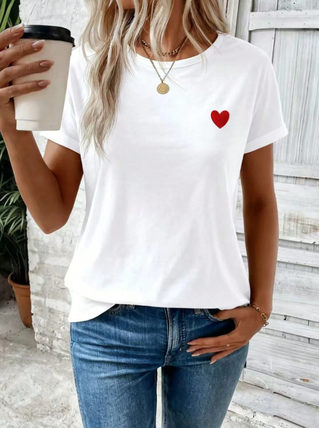 biały t-shirt serce