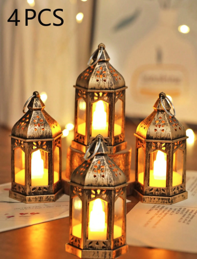 ZŁOTY LAMPION DEKORACJA 4-PACK
