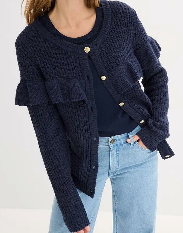 SWETER DAMSKI BEZ KOŁNIERZYKA ROZPINANY
