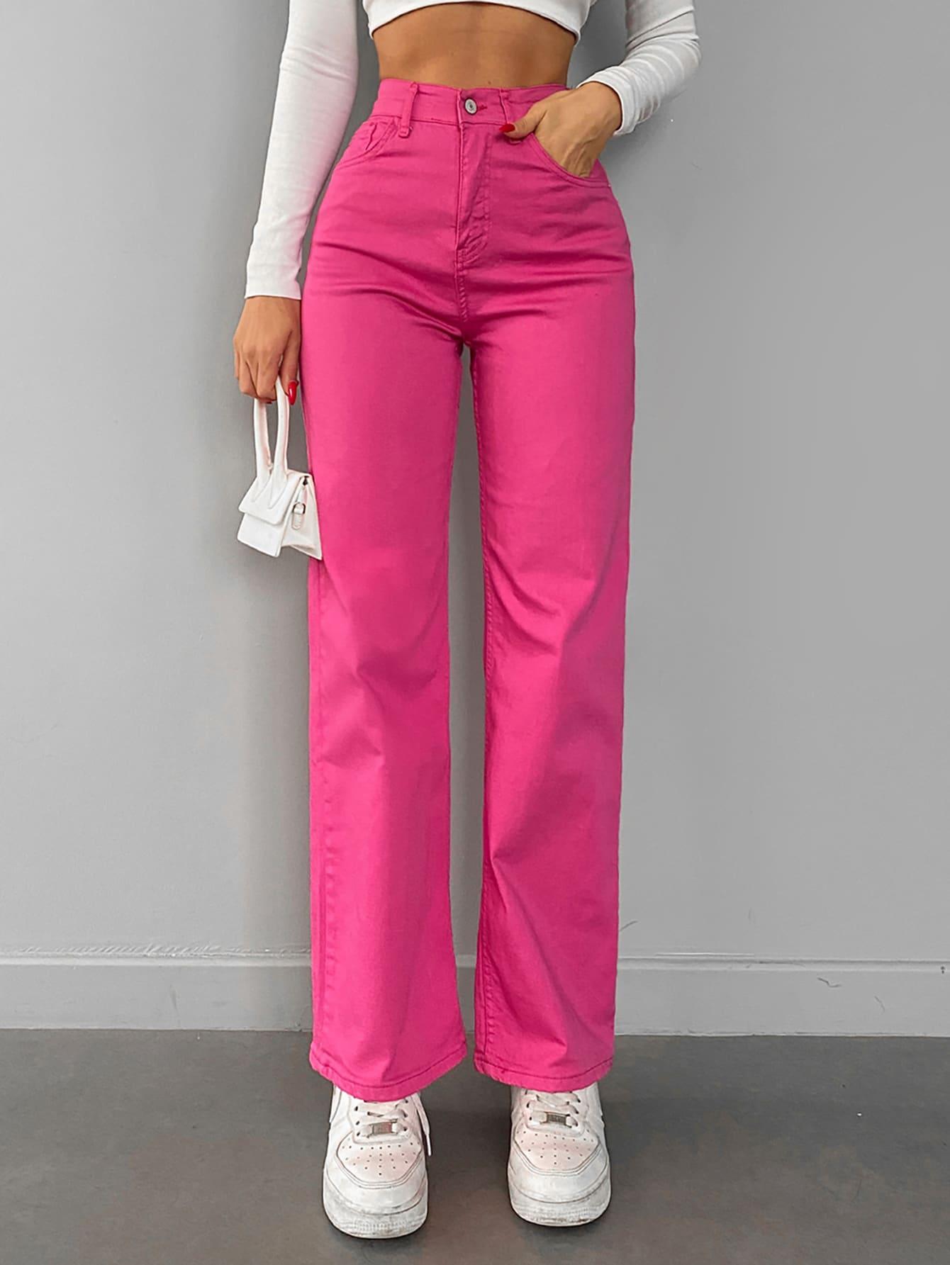 RÓŻOWE SPODNIE JEANS