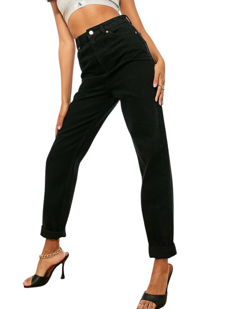 CZARNE SPODNIE MOM JEANS