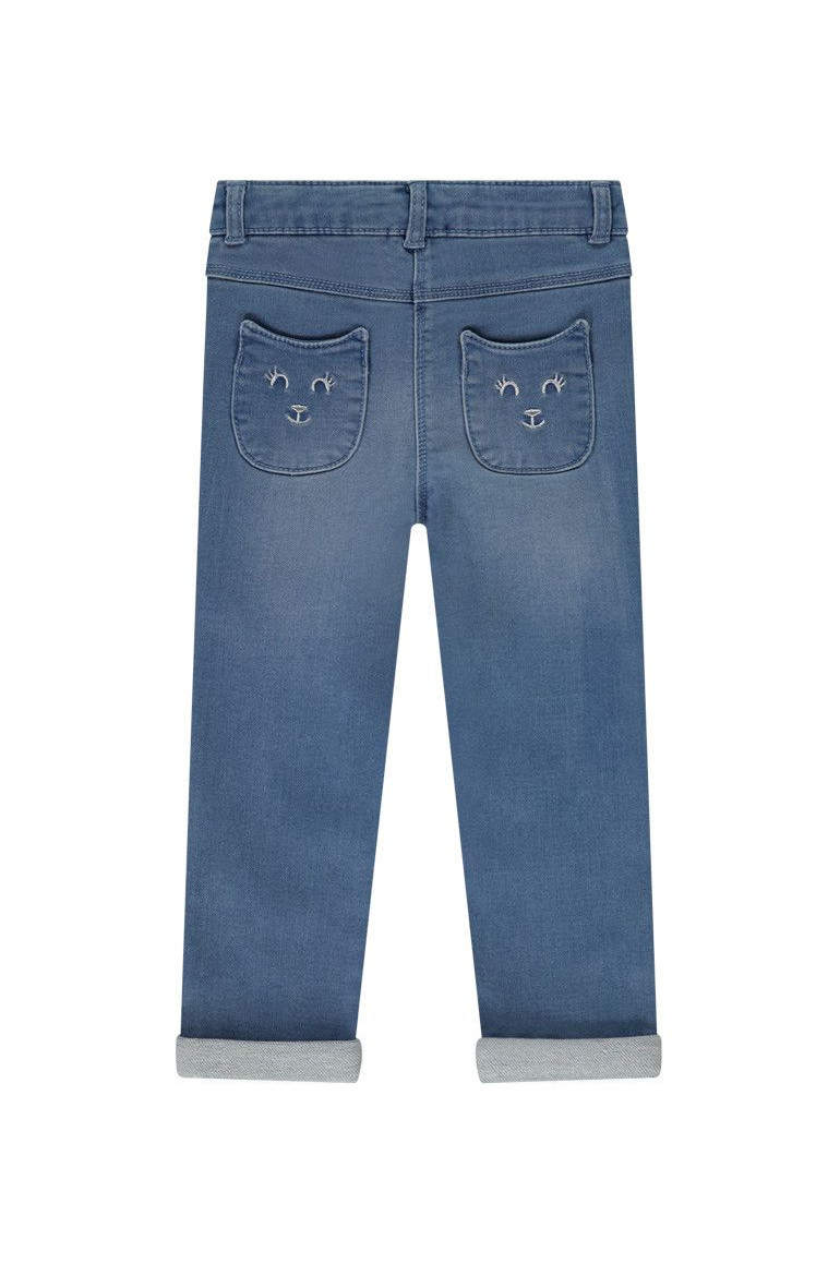 niebieskie spodnie jeans haft