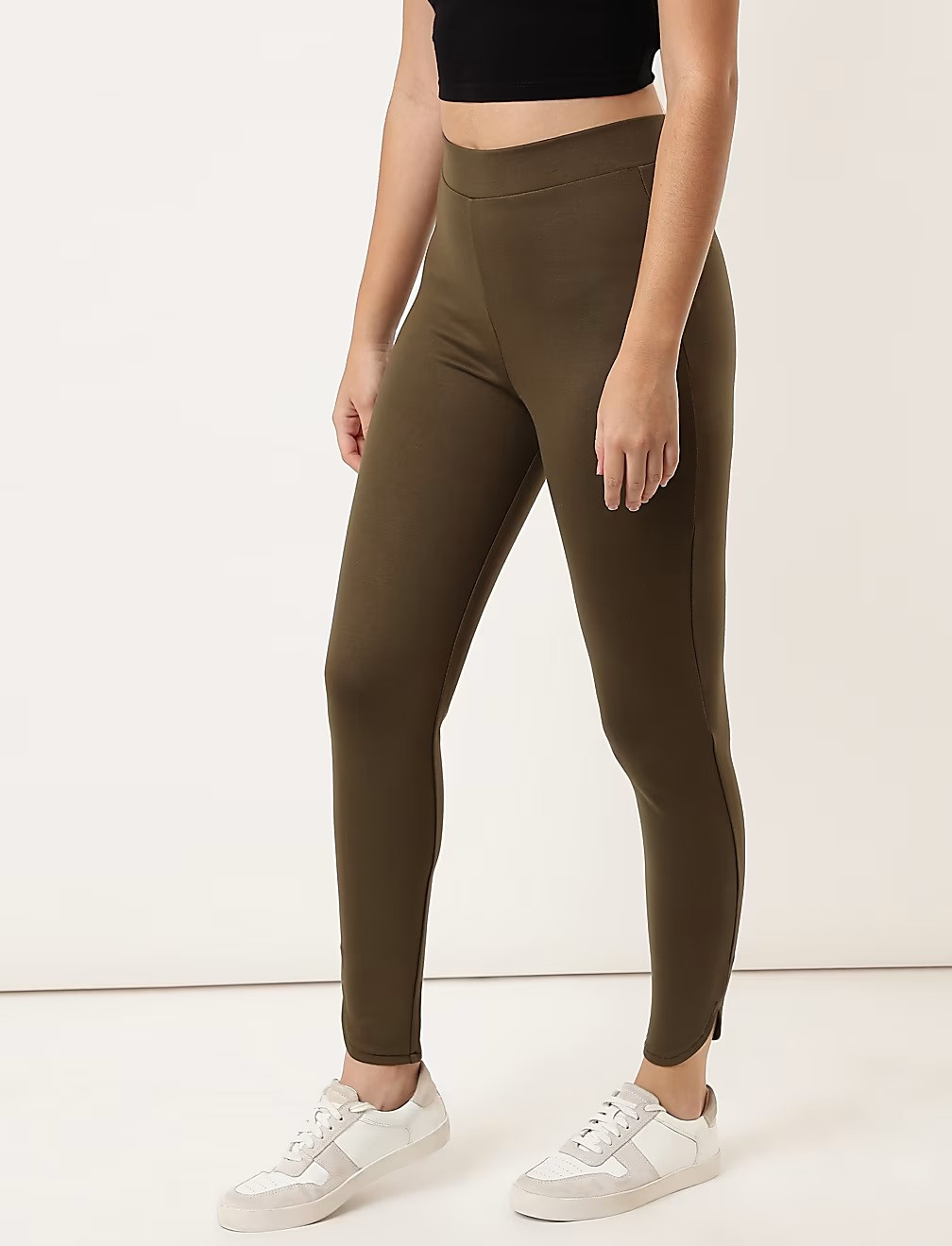 KLASYCZNE LEGGINSY KHAKI T59-4967K-XC