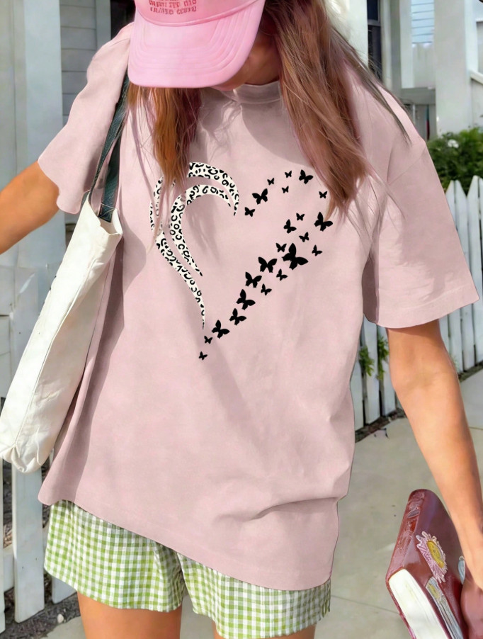 RÓŻOWY T-SHIRT NADRUK