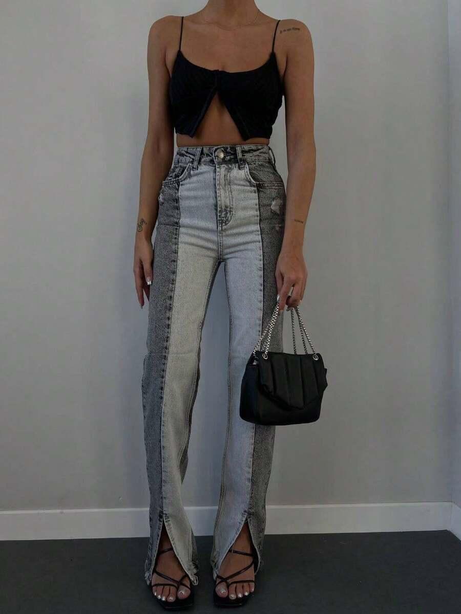 SZARE SPODNIE JEANS
