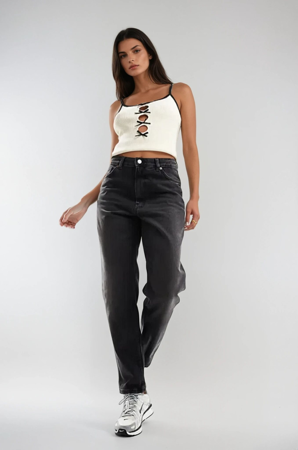 CZARNE SPODNIE JEANS