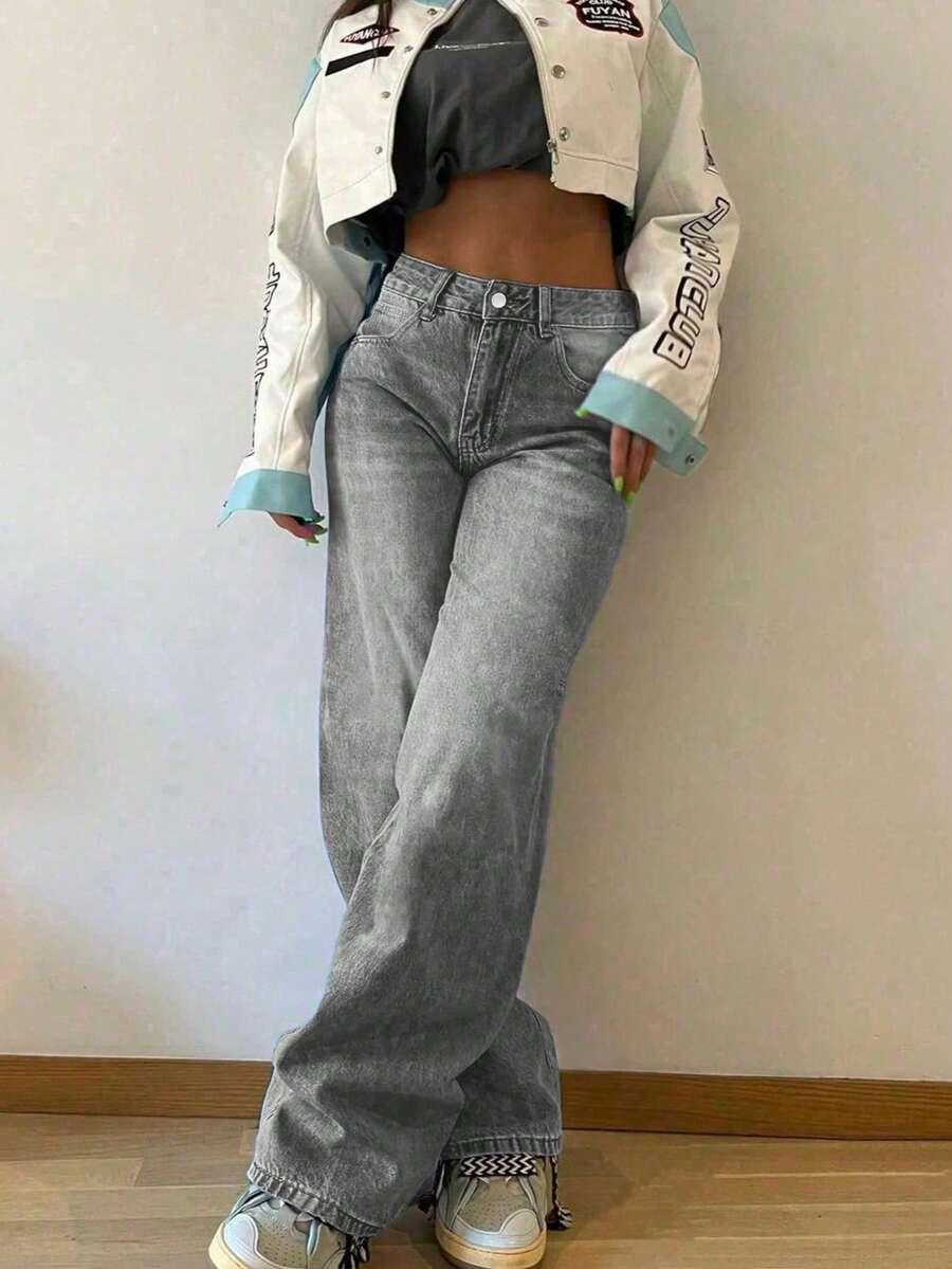 szare spodnie jeans 