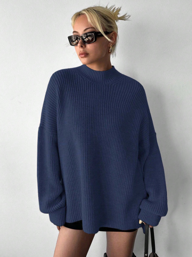 GRANATOWY SWETER GUZIKI