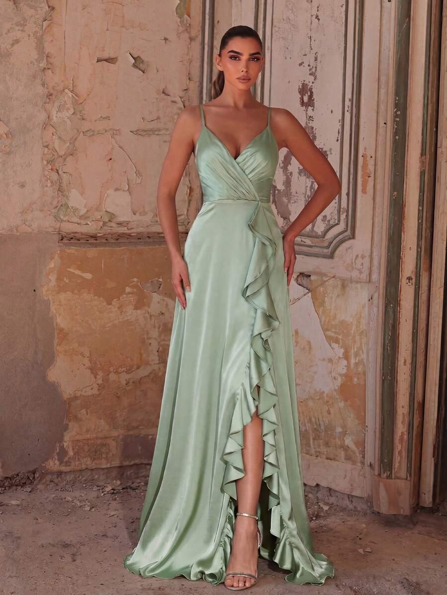 zielona maxi sukienka na ramiączkach